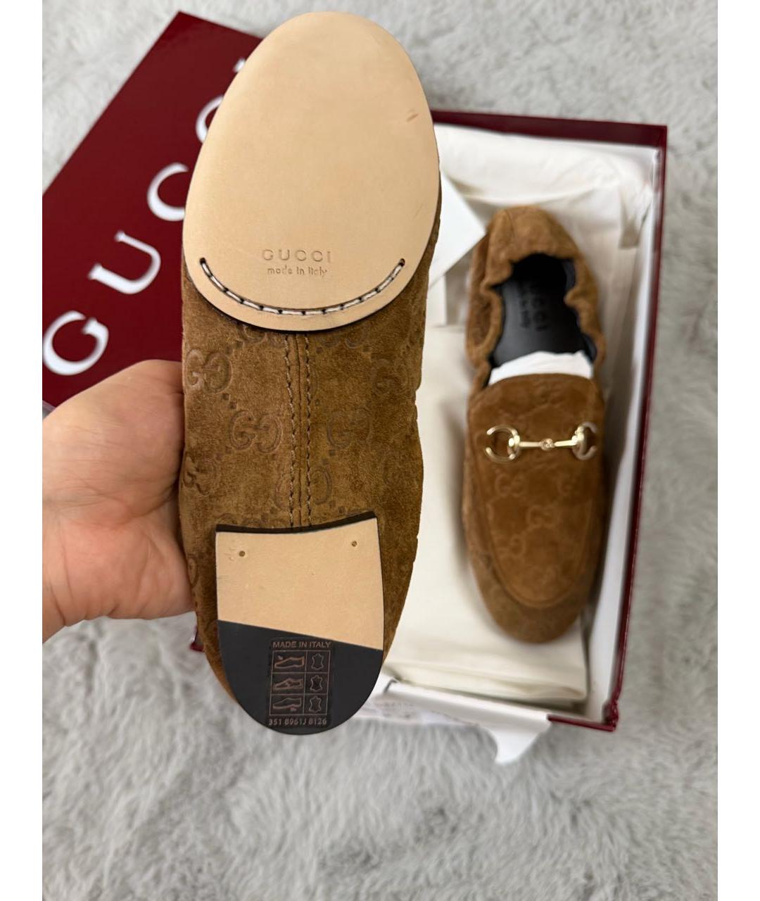 GUCCI Коричневые замшевые лоферы, фото 5