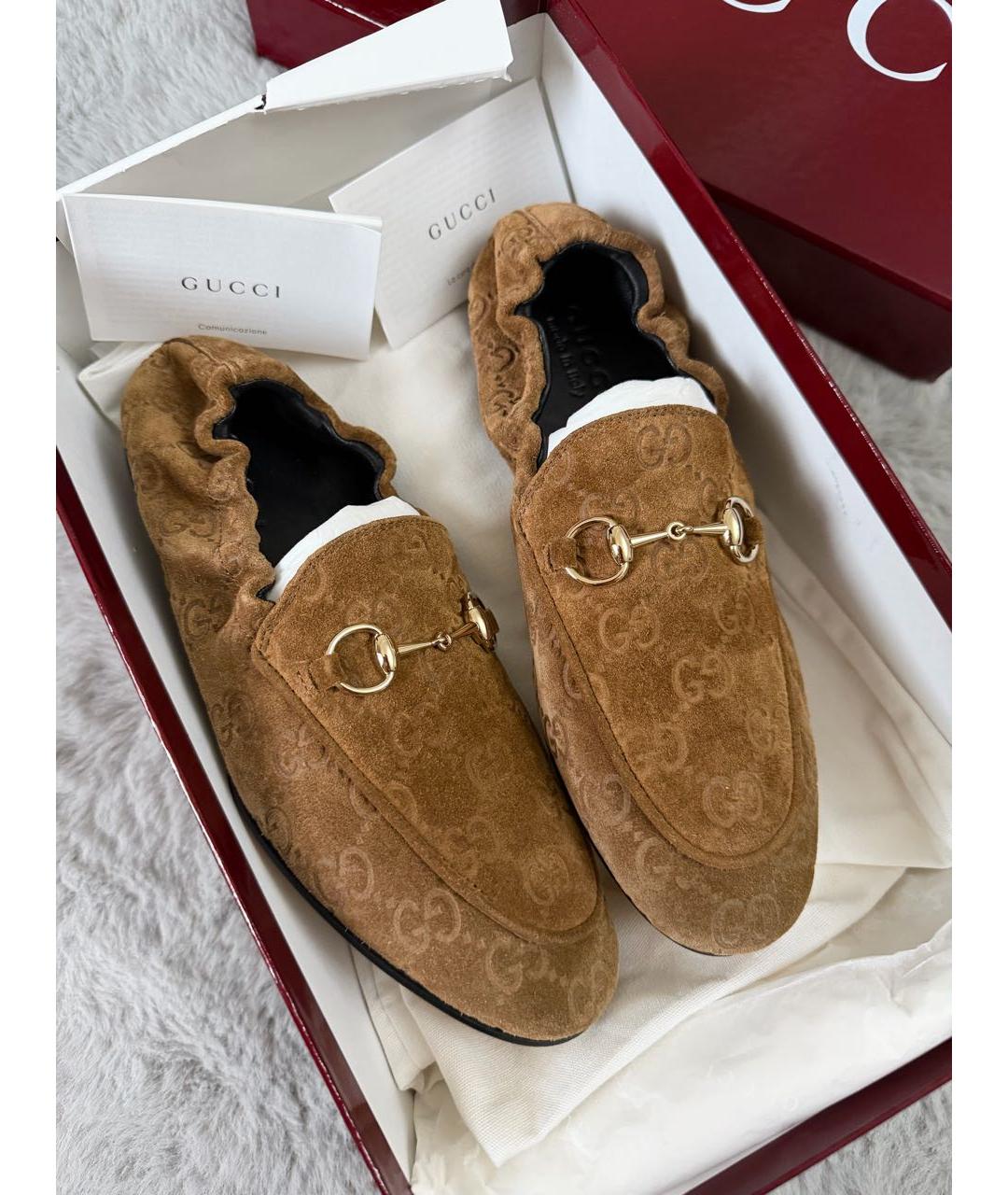GUCCI Коричневые замшевые лоферы, фото 6
