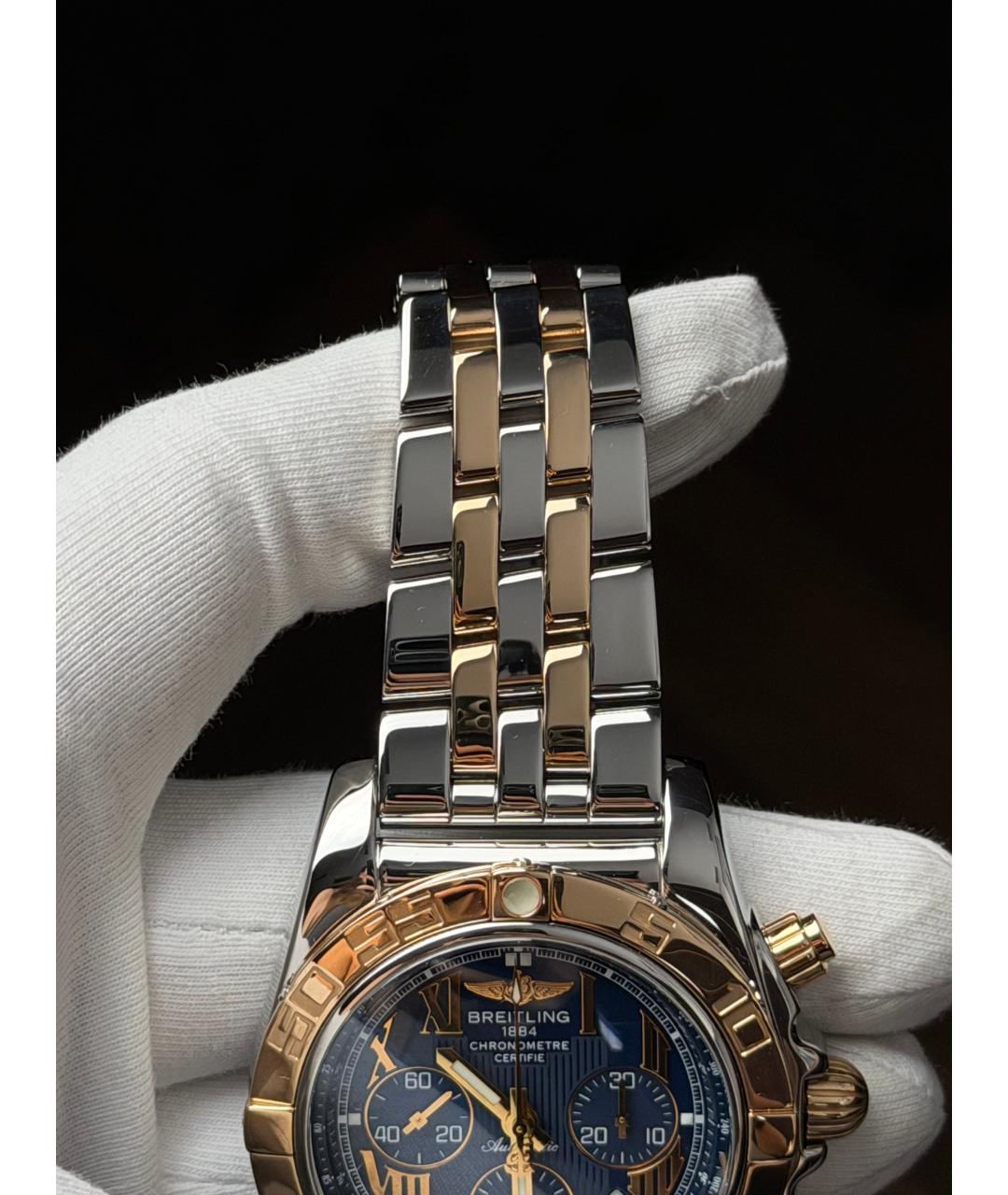 BREITLING Темно-синие часы из желтого золота, фото 8