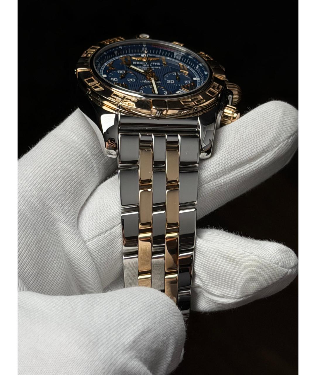 BREITLING Темно-синие часы из желтого золота, фото 7