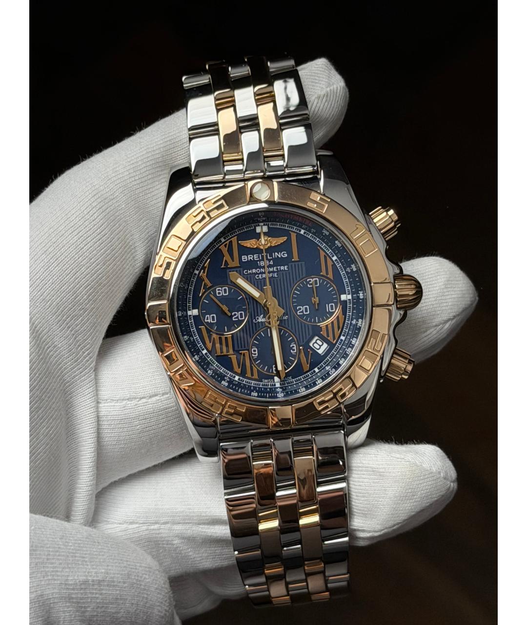 BREITLING Темно-синие часы из желтого золота, фото 2