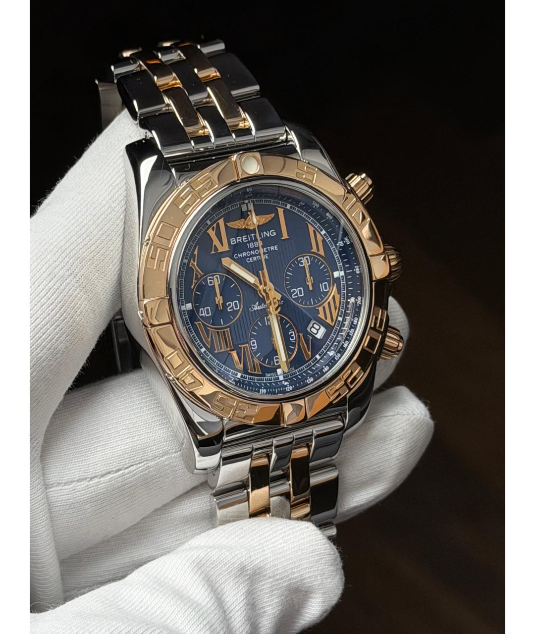 BREITLING Темно-синие часы из желтого золота, фото 4