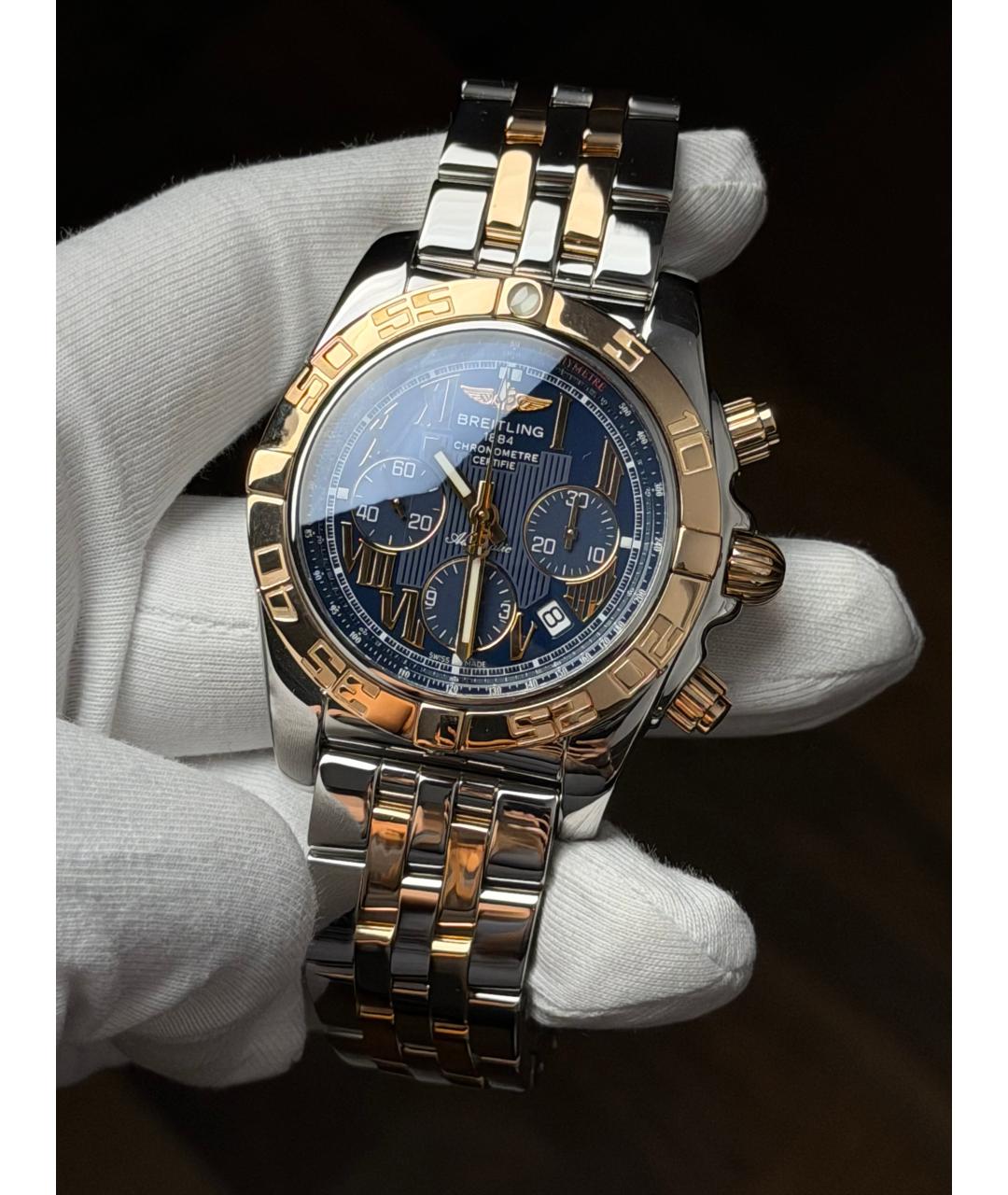 BREITLING Темно-синие часы из желтого золота, фото 3