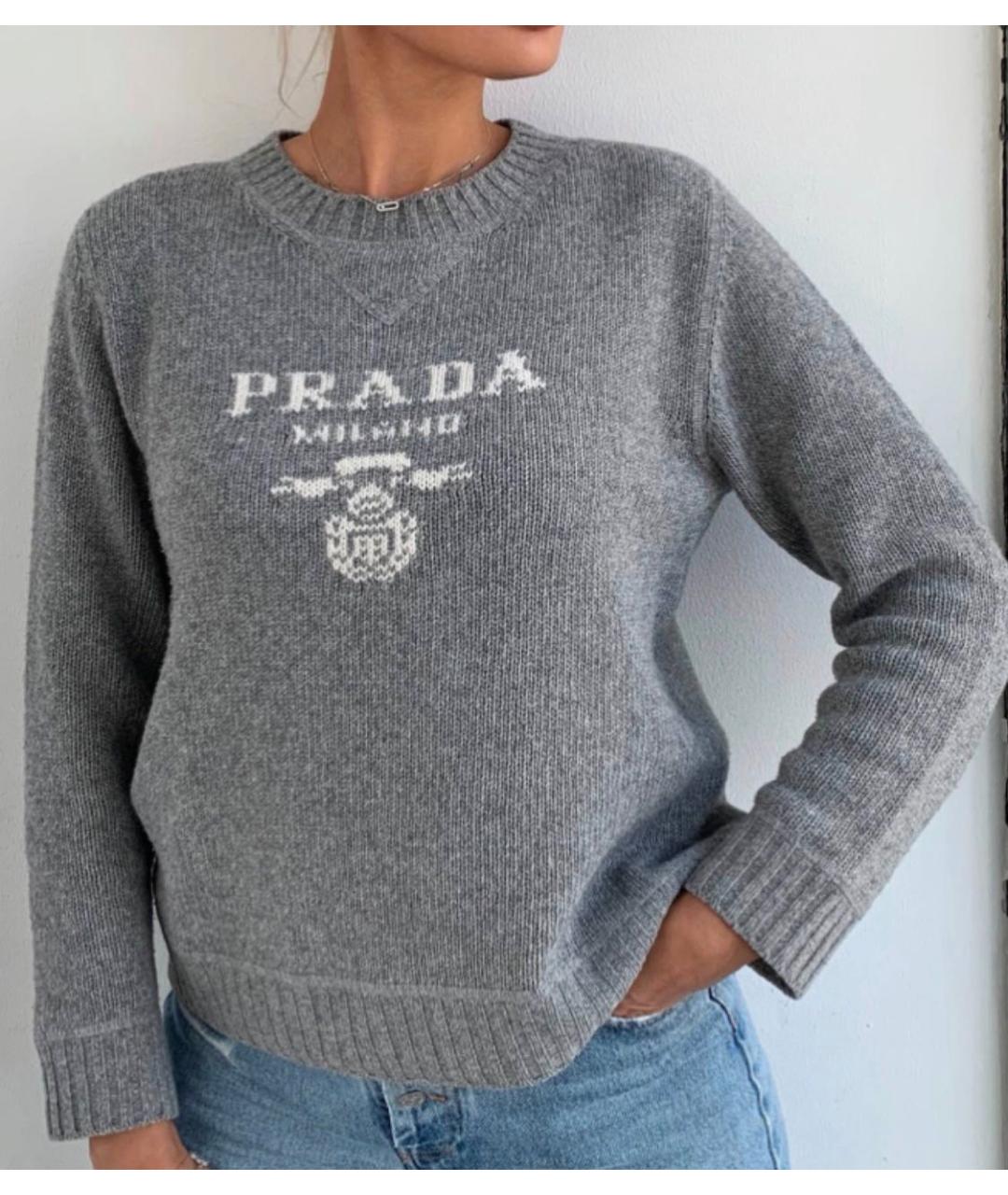 PRADA Серый шерстяной джемпер / свитер, фото 7