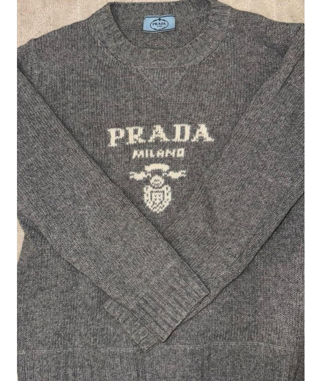 PRADA Серый шерстяной джемпер / свитер, фото 5