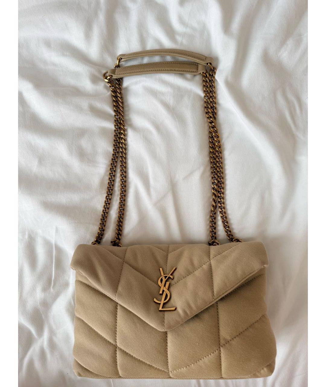 SAINT LAURENT Бежевая сумка через плечо из канвы, фото 2