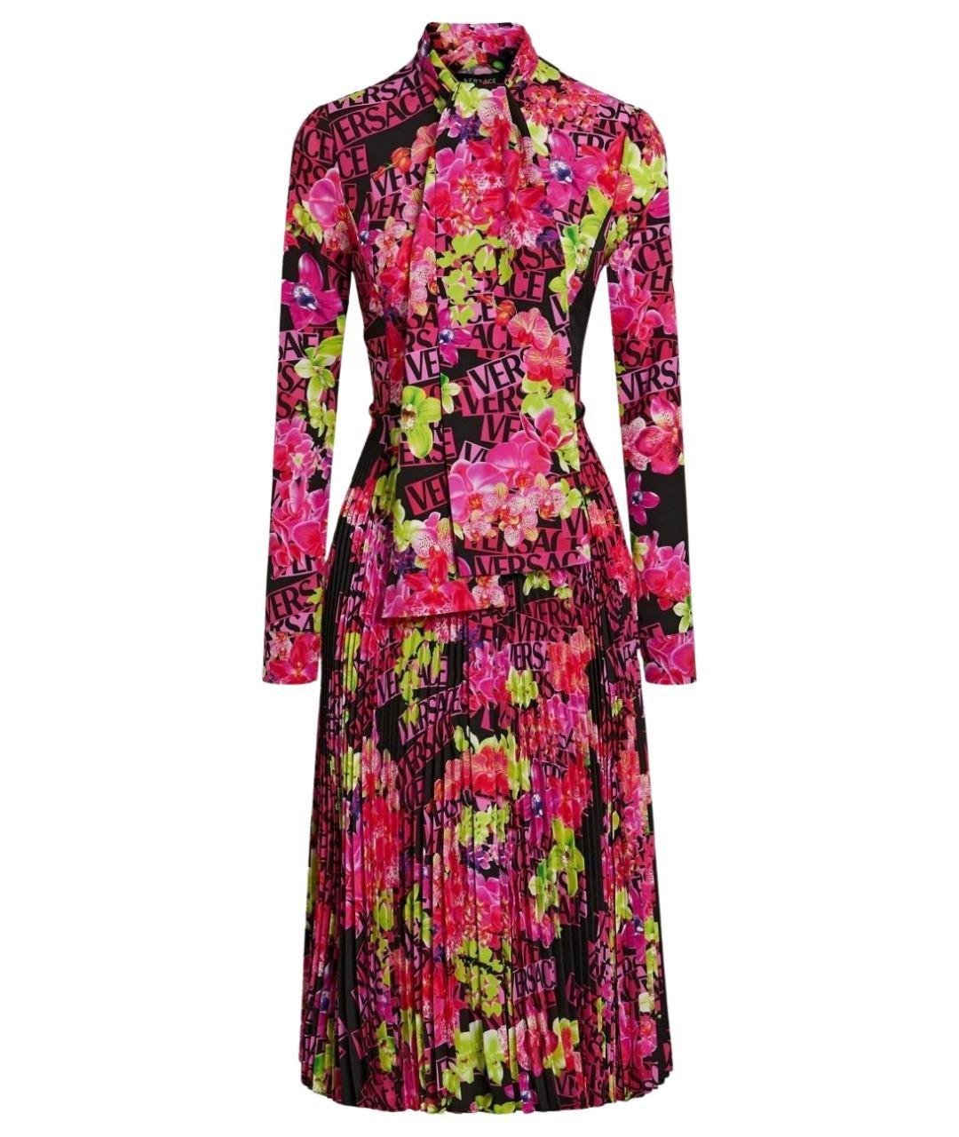 VERSACE Фуксия полиэстеровое коктейльное платье, фото 1