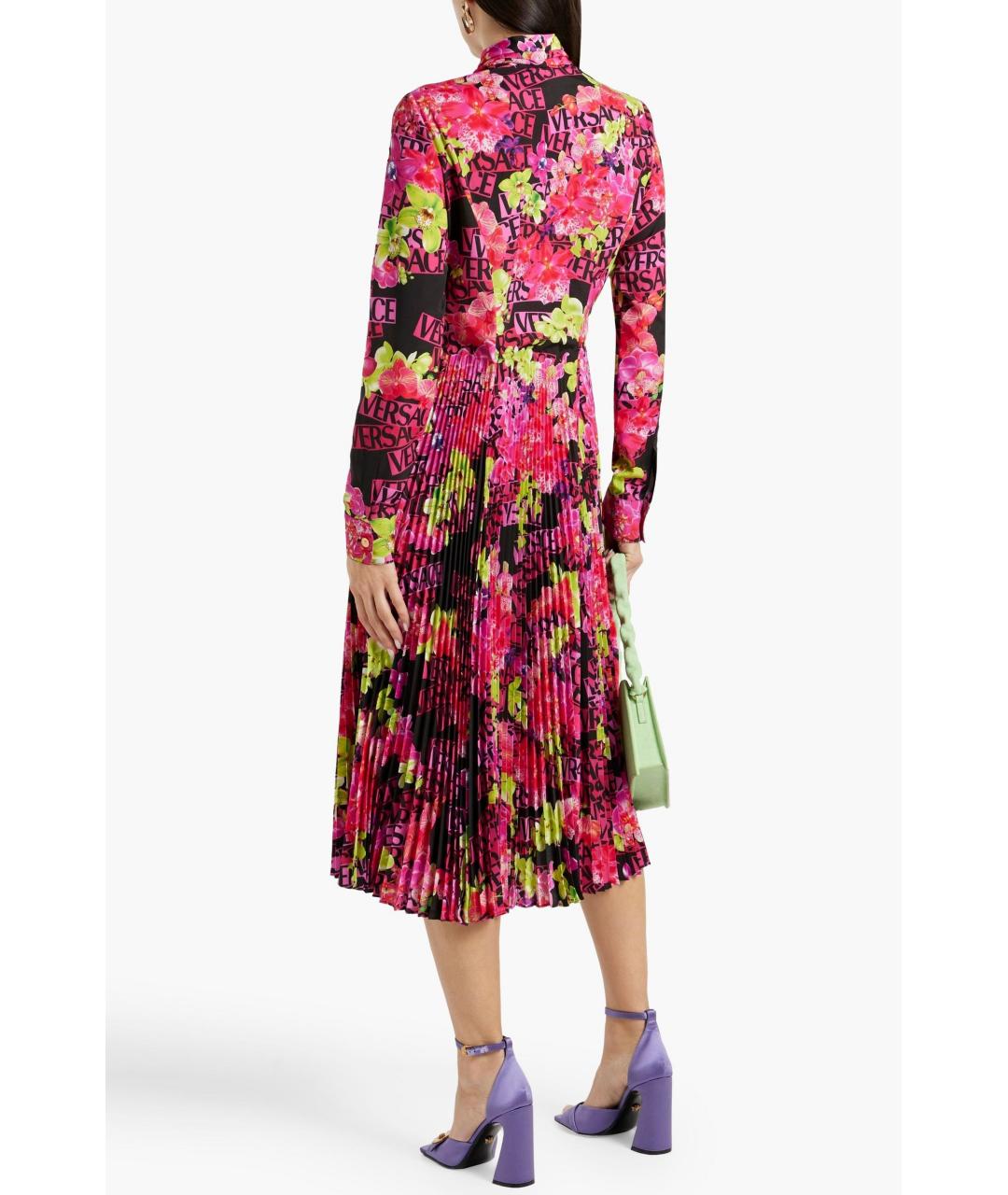 VERSACE Фуксия полиэстеровое коктейльное платье, фото 4