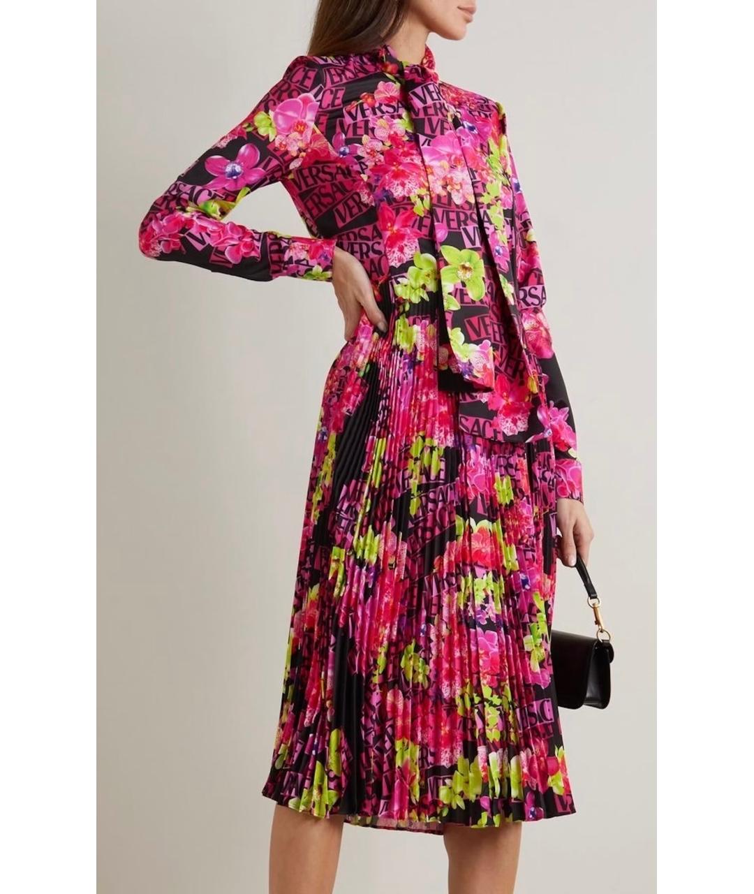 VERSACE Фуксия полиэстеровое коктейльное платье, фото 3