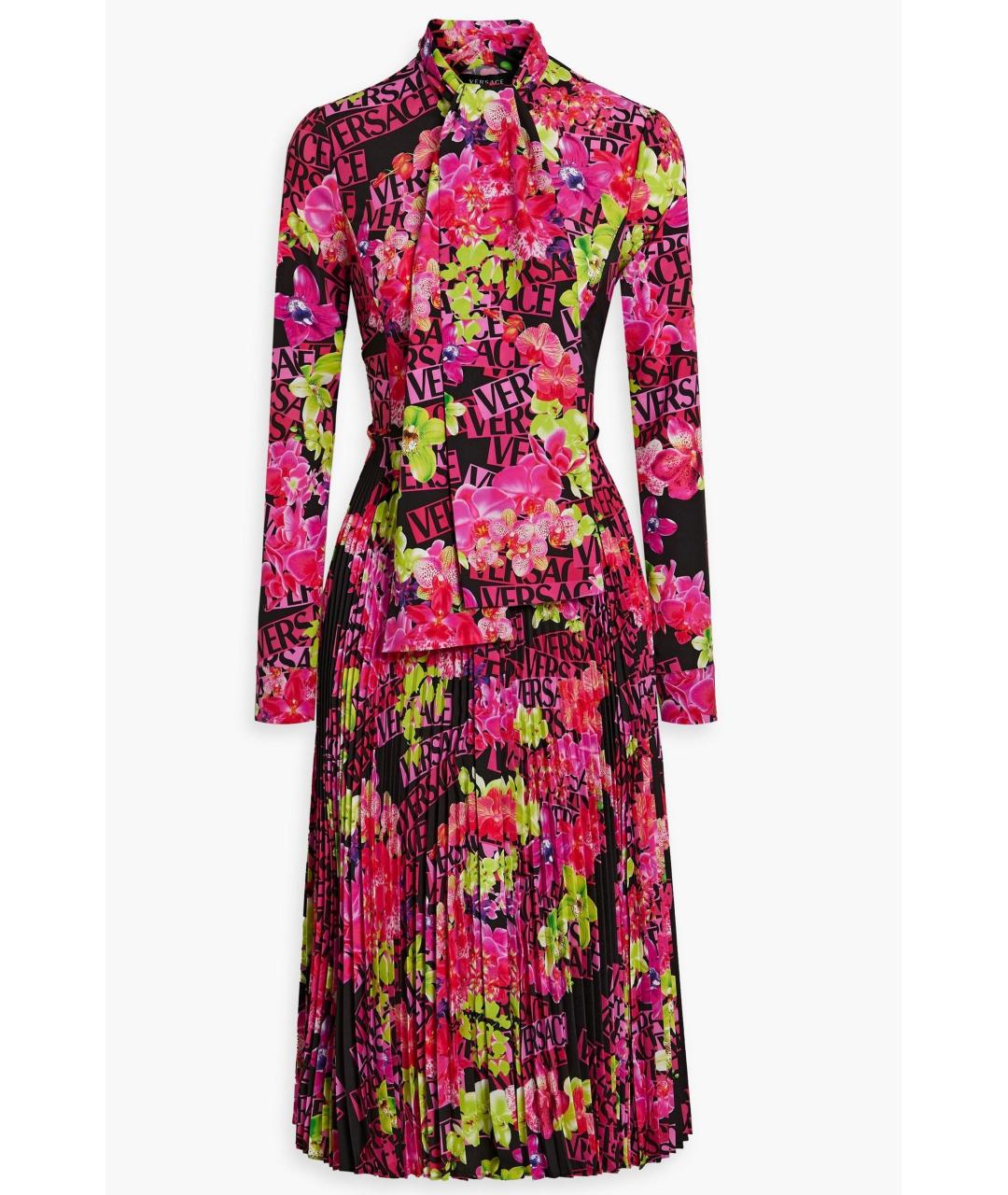 VERSACE Фуксия полиэстеровое коктейльное платье, фото 5