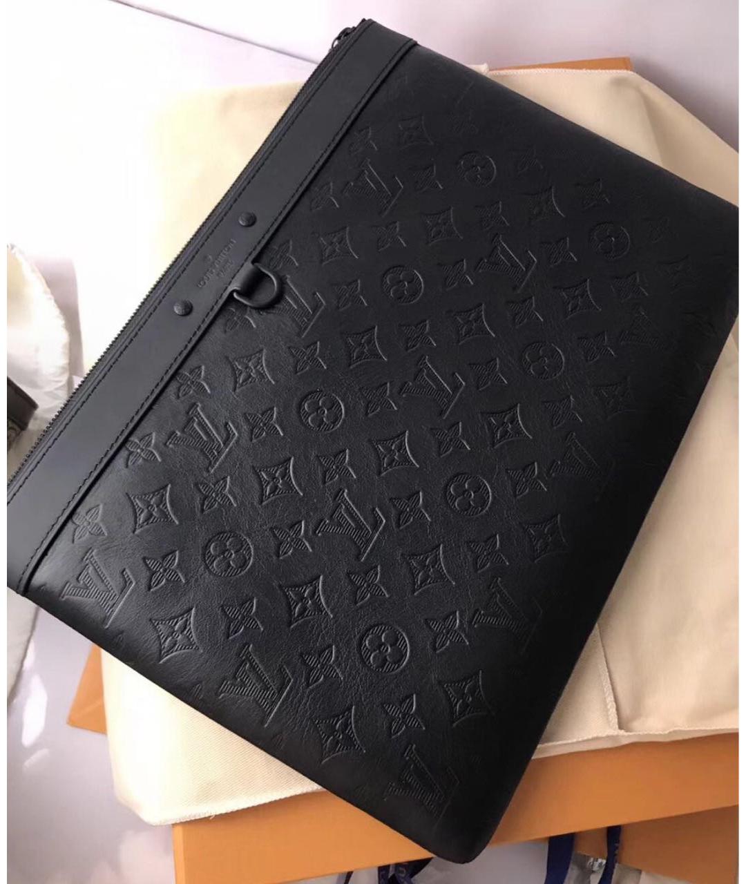 LOUIS VUITTON Черная кожаная папка для документов, фото 3