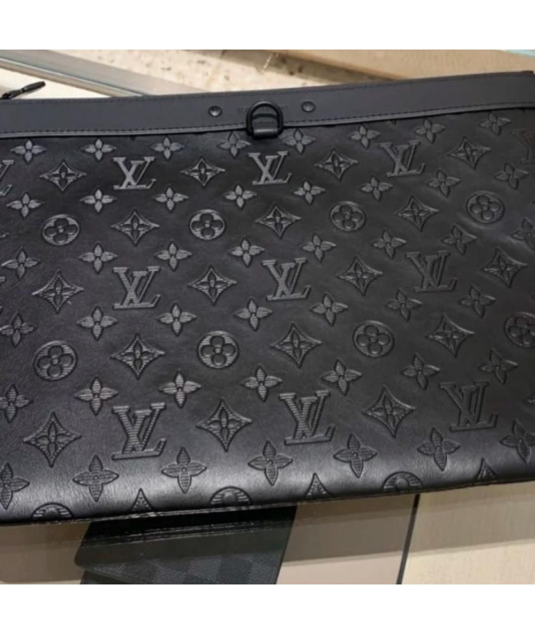 LOUIS VUITTON Черная кожаная папка для документов, фото 4