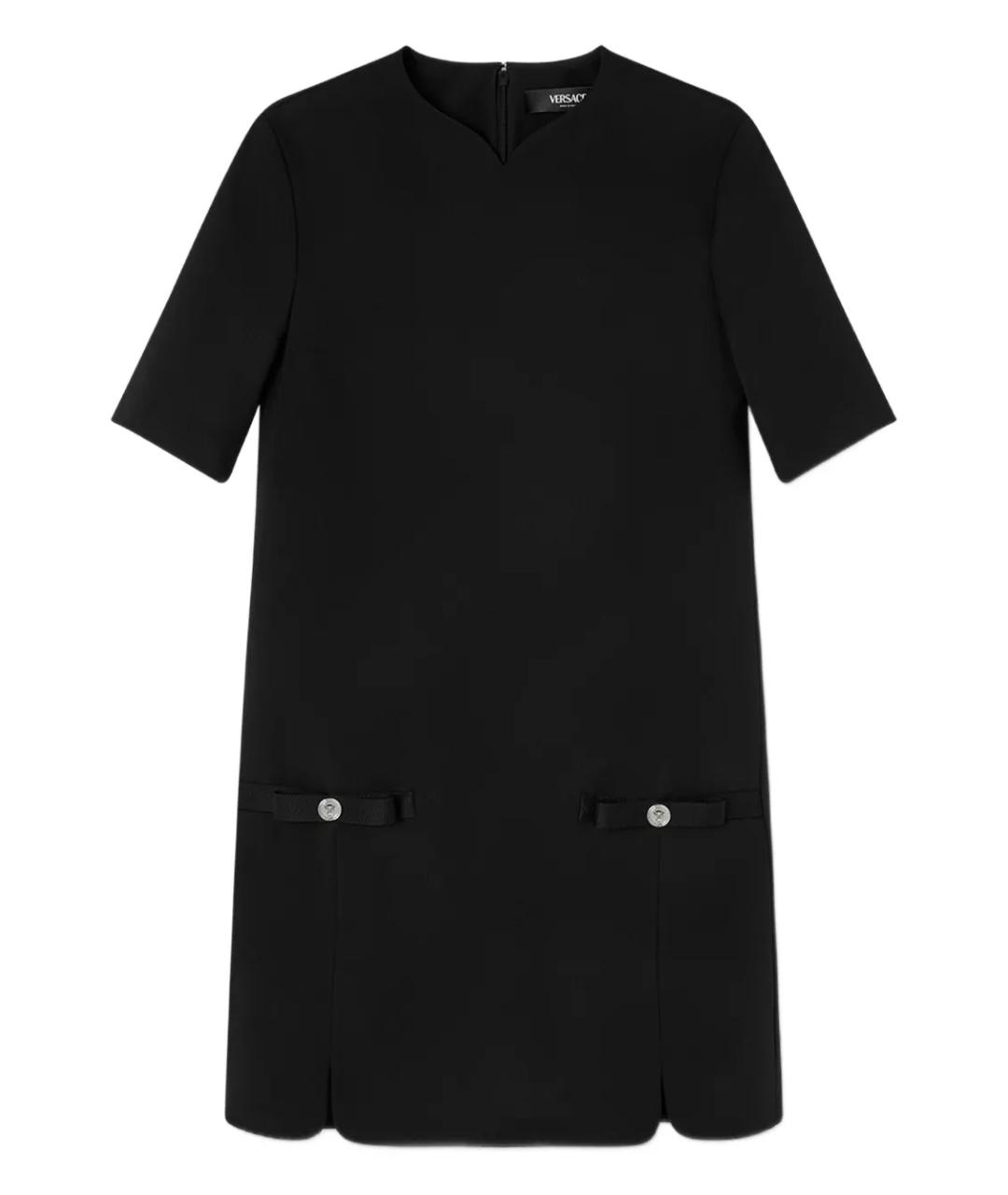 VERSACE Черное шерстяное коктейльное платье, фото 5