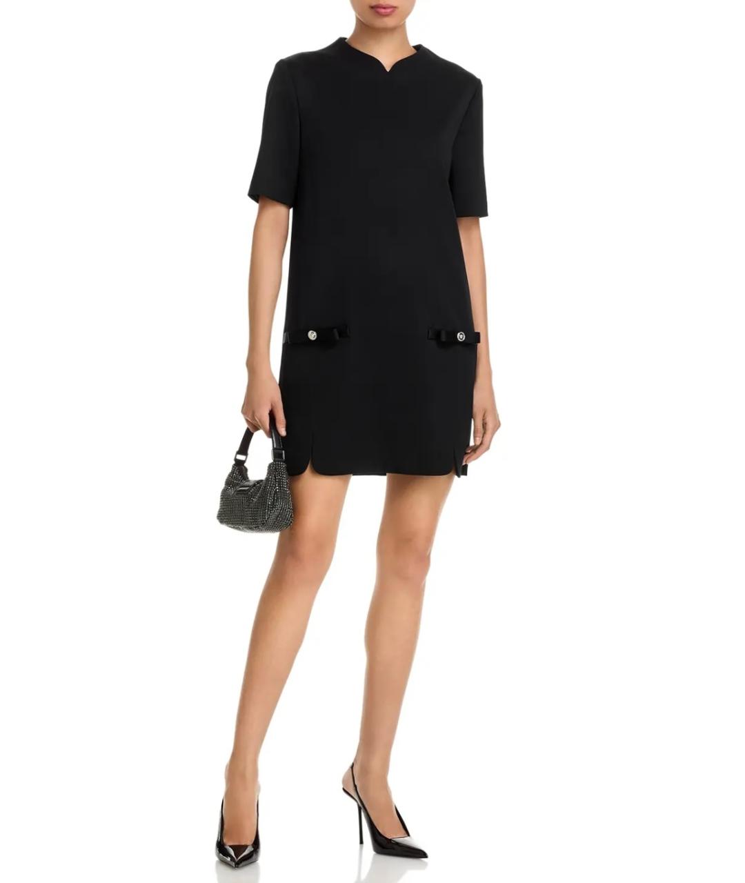 VERSACE Черное шерстяное коктейльное платье, фото 2