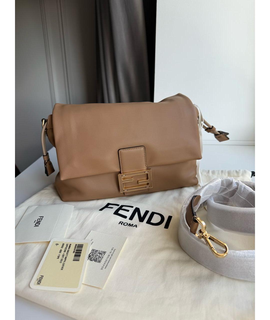 FENDI Коричневая кожаная сумка через плечо, фото 7