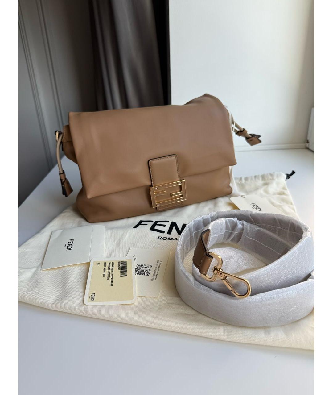 FENDI Коричневая кожаная сумка через плечо, фото 2