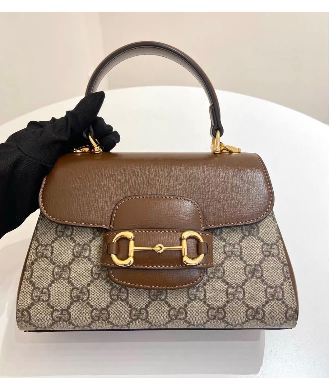 GUCCI Коричневая кожаная сумка через плечо, фото 8