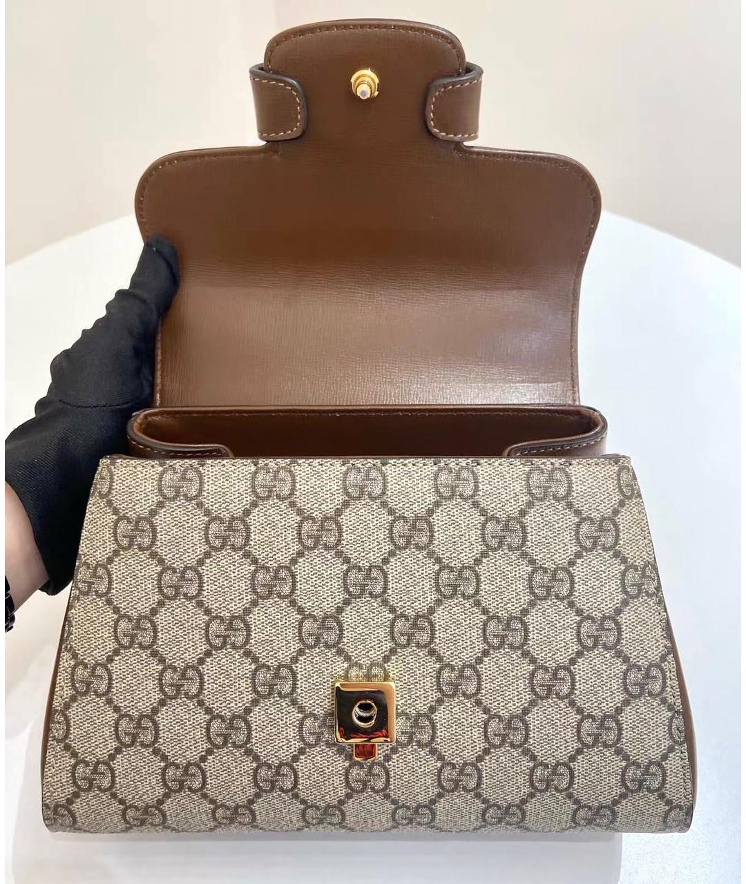 GUCCI Коричневая кожаная сумка через плечо, фото 6