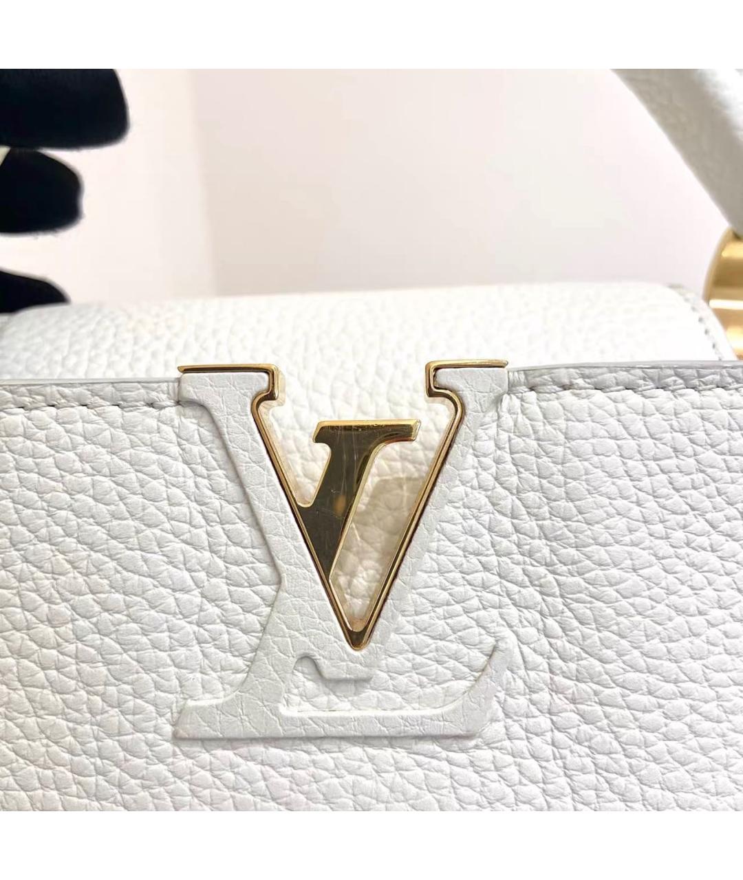 LOUIS VUITTON Белая кожаная сумка через плечо, фото 8