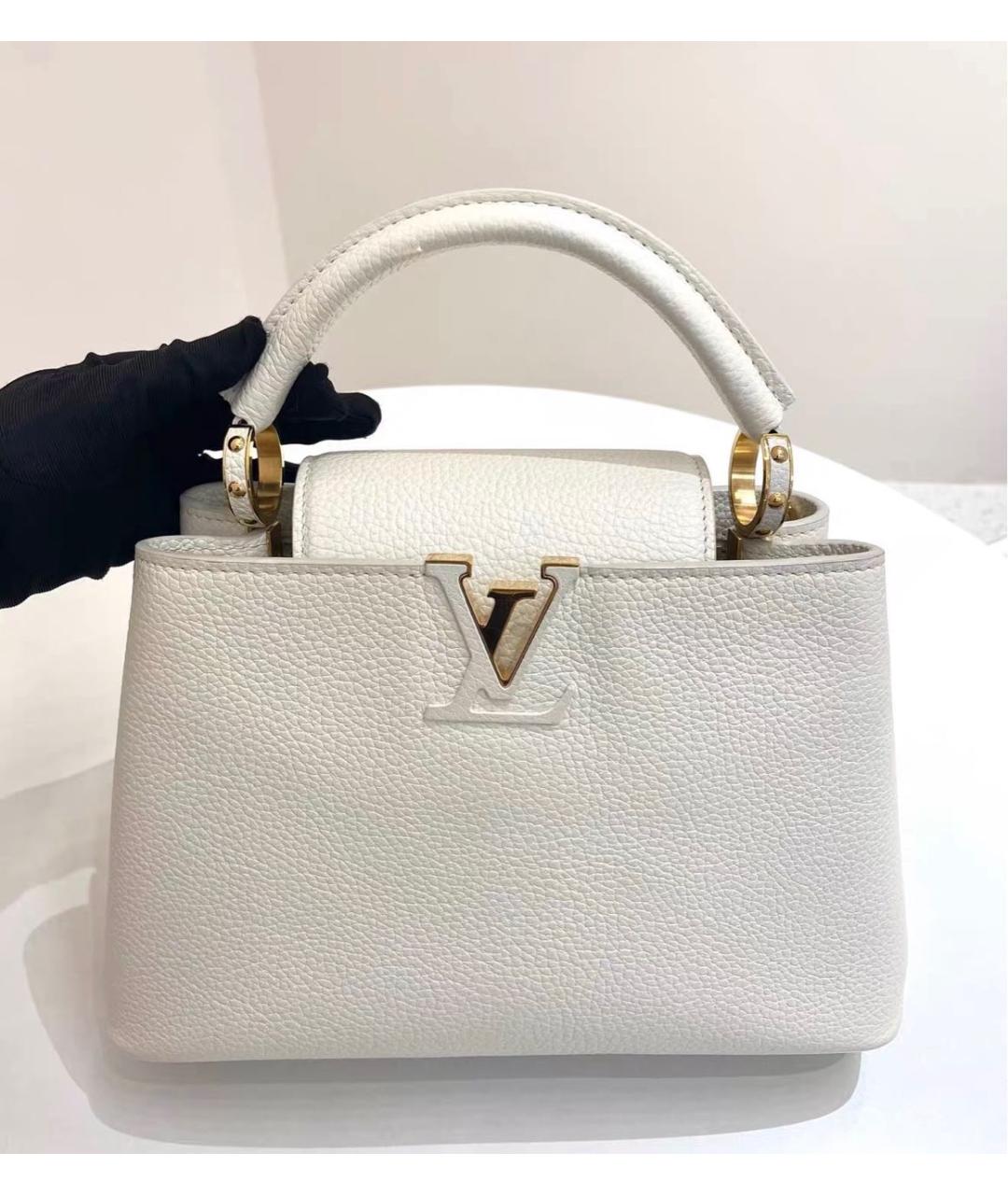 LOUIS VUITTON Белая кожаная сумка через плечо, фото 9