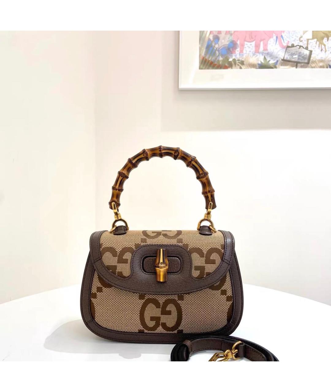 GUCCI Коричневая кожаная сумка через плечо, фото 8