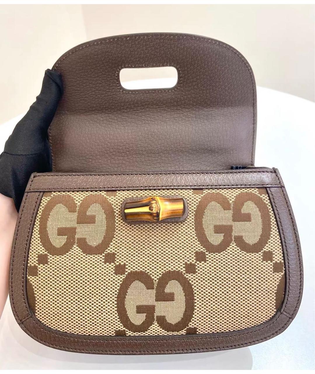 GUCCI Коричневая кожаная сумка через плечо, фото 6