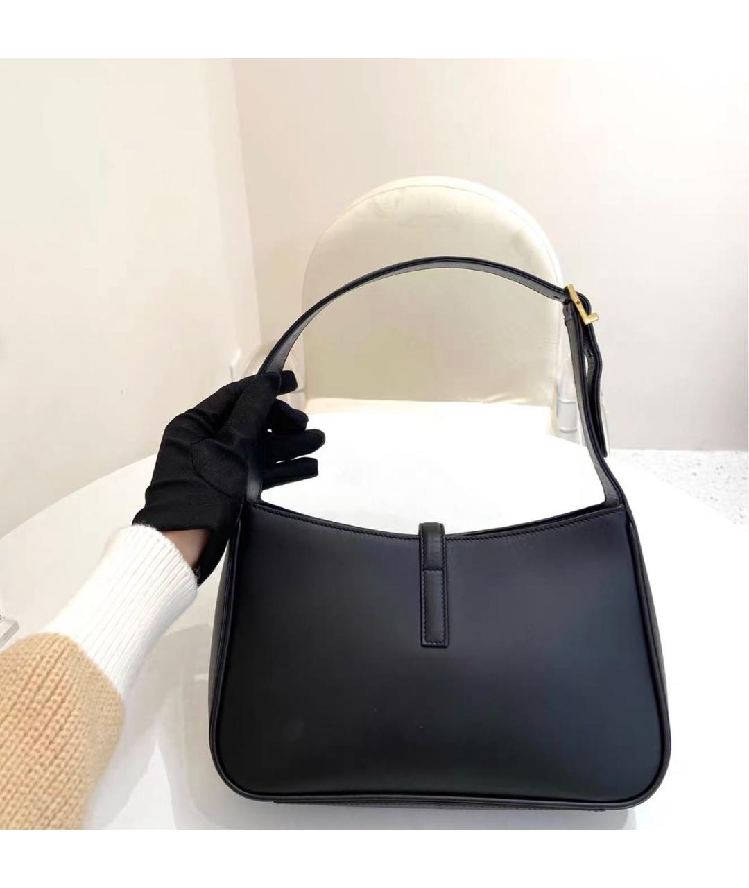 SAINT LAURENT Черная кожаная сумка с короткими ручками, фото 2