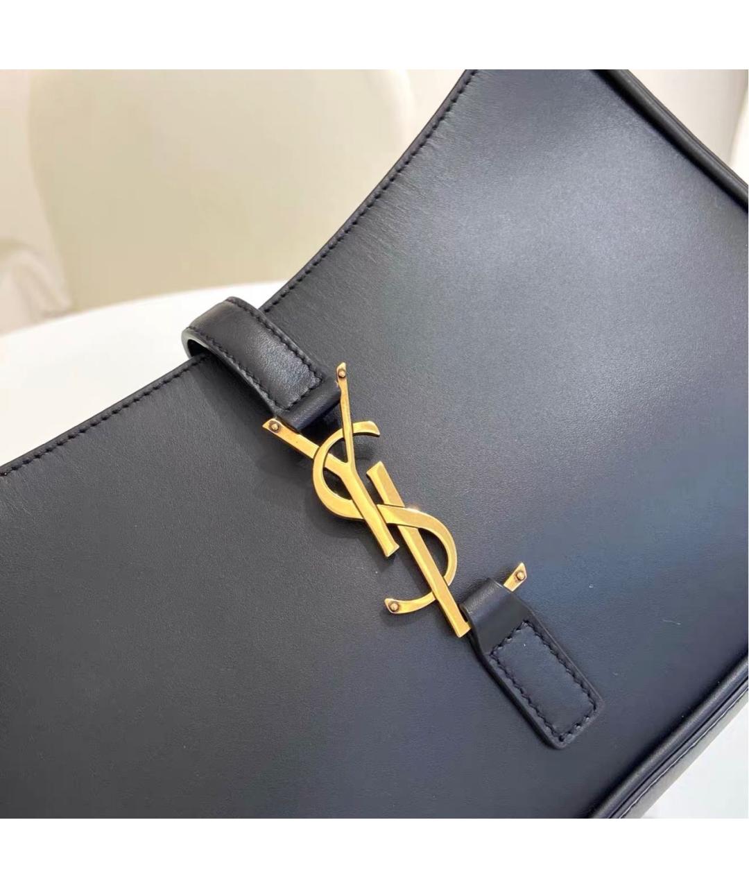 SAINT LAURENT Черная кожаная сумка с короткими ручками, фото 6