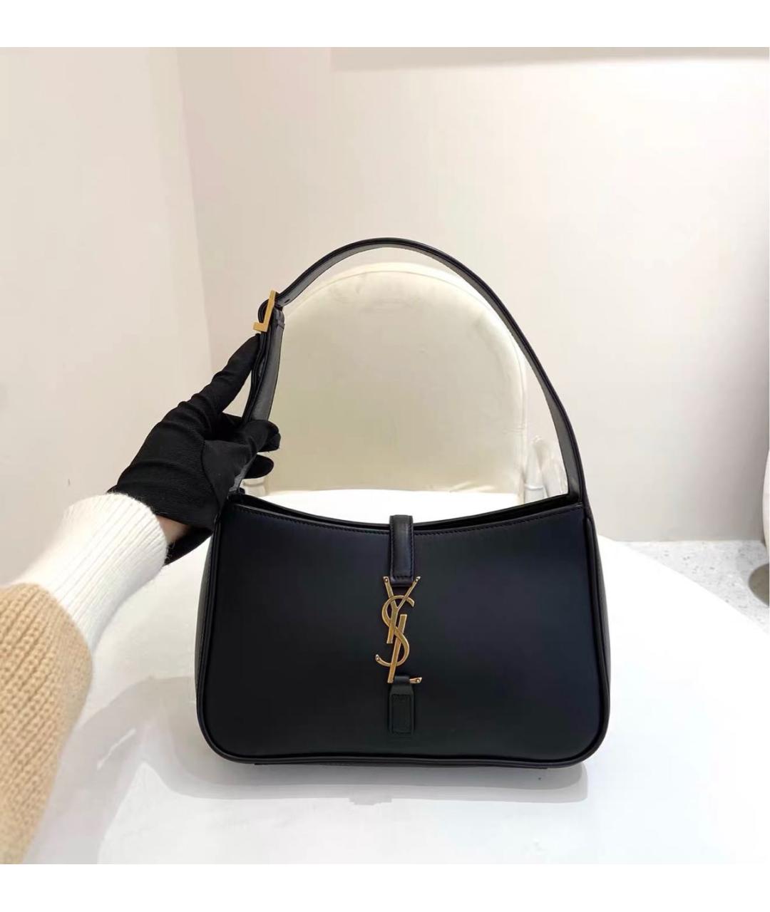 SAINT LAURENT Черная кожаная сумка с короткими ручками, фото 8