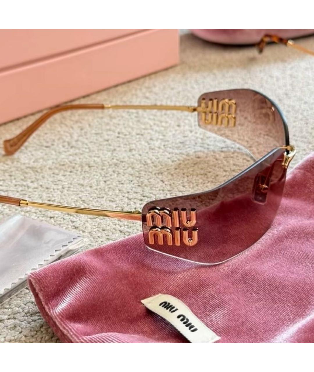 MIU MIU Золотые металлические солнцезащитные очки, фото 5