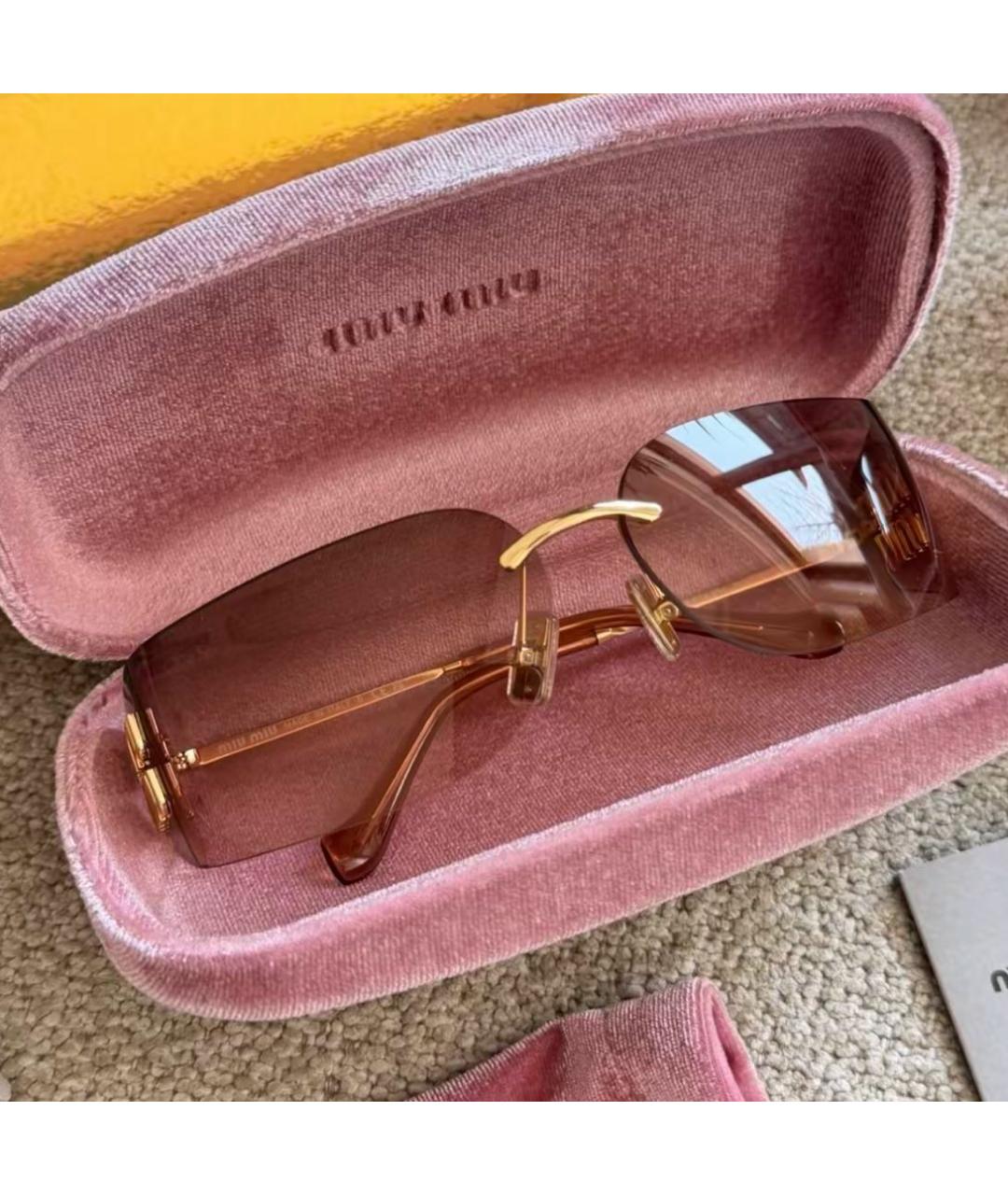 MIU MIU Золотые металлические солнцезащитные очки, фото 4