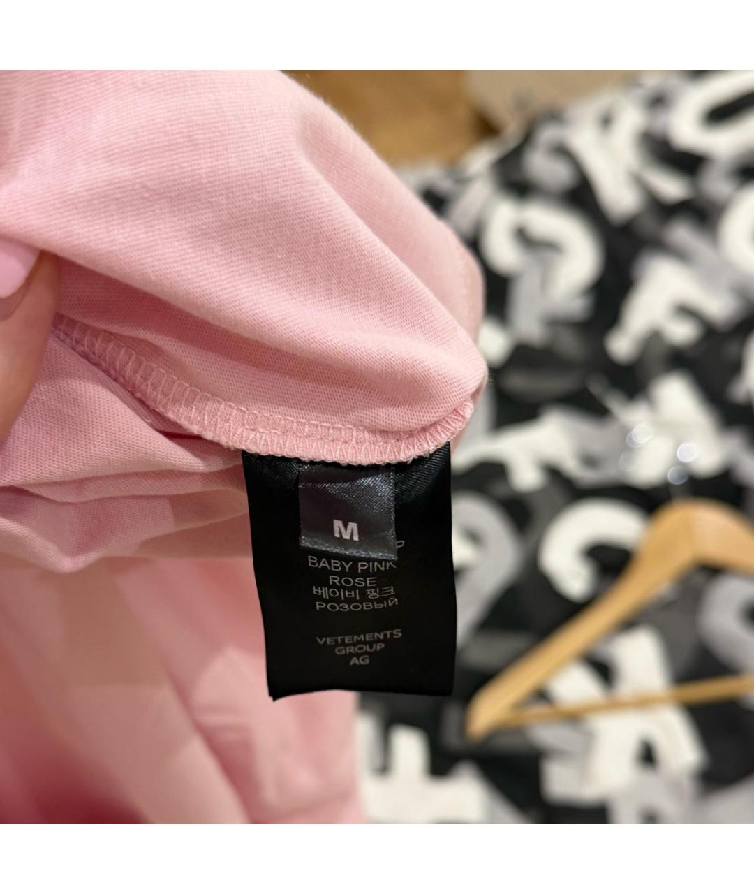 VETEMENTS Розовая хлопковая футболка, фото 7