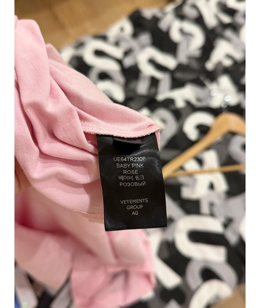 VETEMENTS Розовая хлопковая футболка, фото 8
