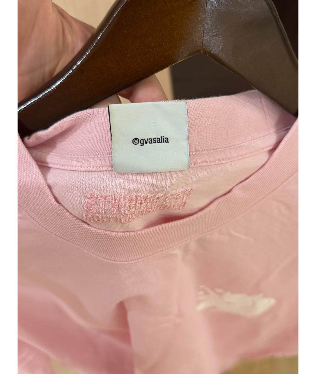 VETEMENTS Розовая хлопковая футболка, фото 6