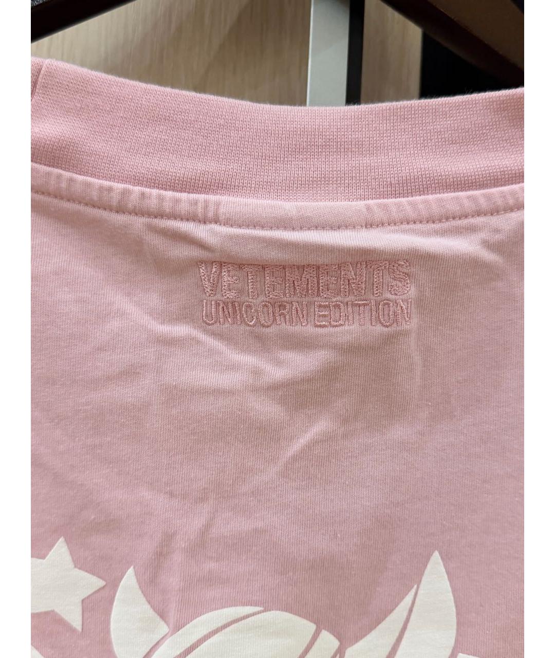VETEMENTS Розовая хлопковая футболка, фото 5