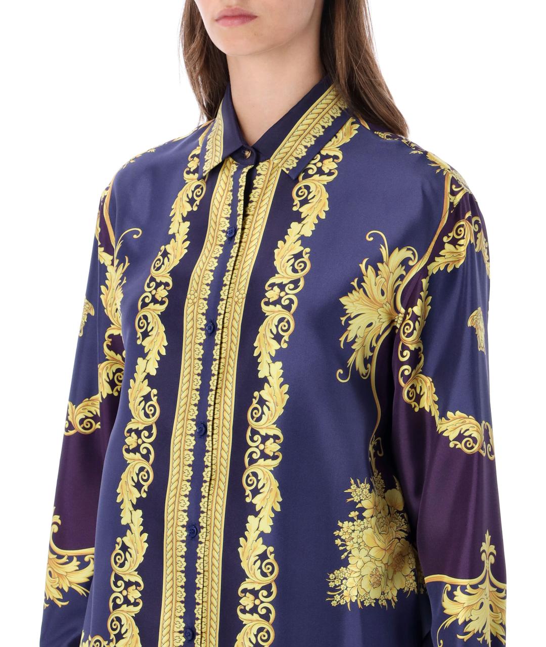 VERSACE Синяя шелковая рубашка, фото 3