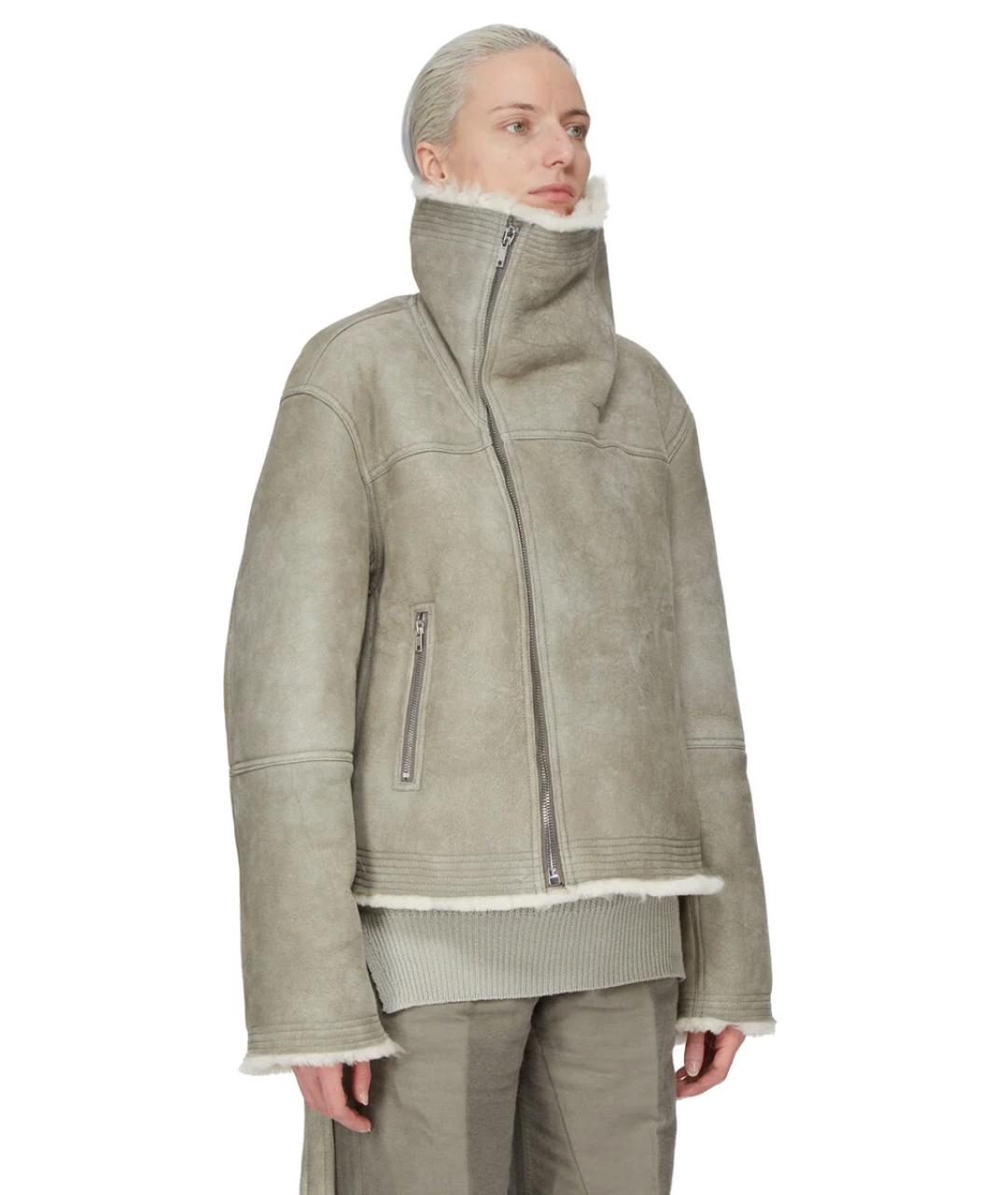 RICK OWENS Серая меховая дубленка, фото 2