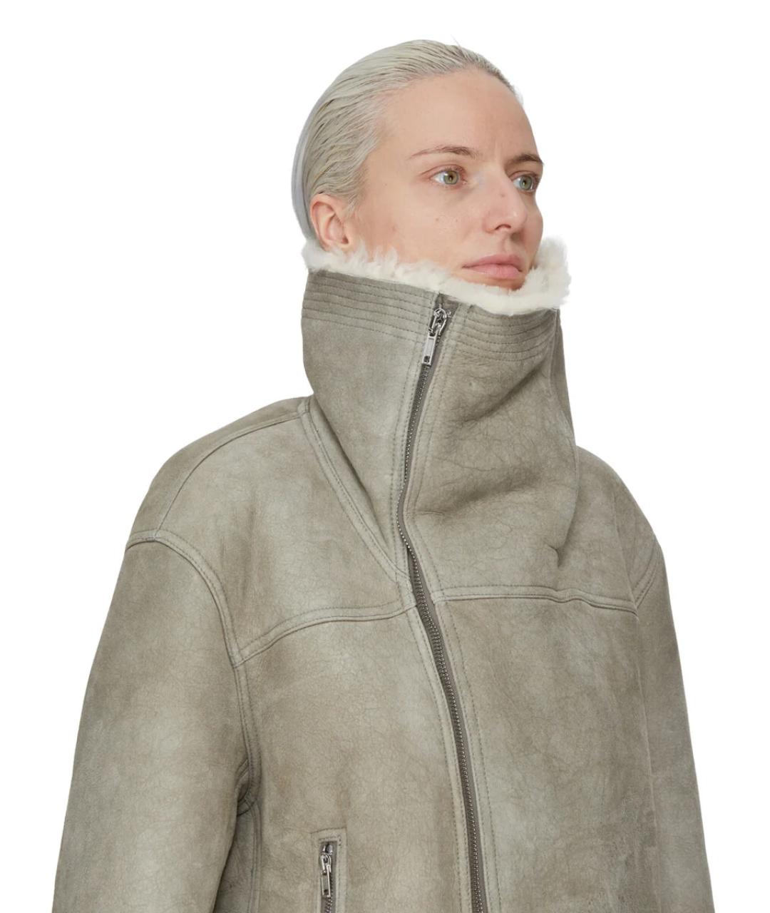 RICK OWENS Серая меховая дубленка, фото 4