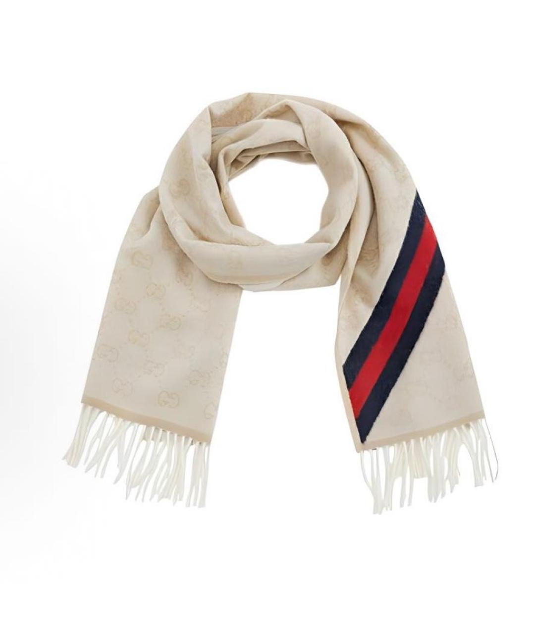 GUCCI Белый шарф, фото 6