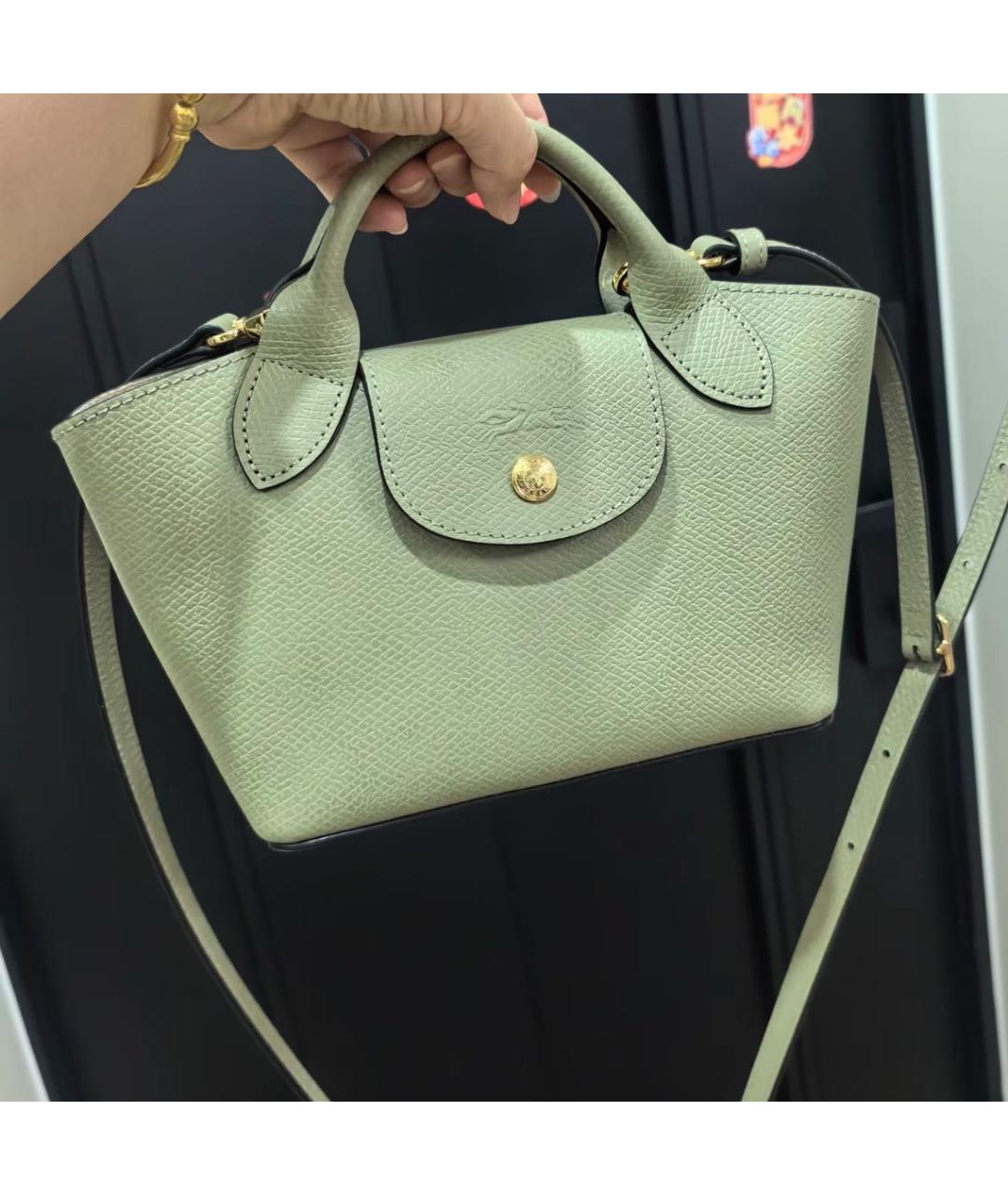 LONGCHAMP Зеленая кожаная сумка через плечо, фото 4