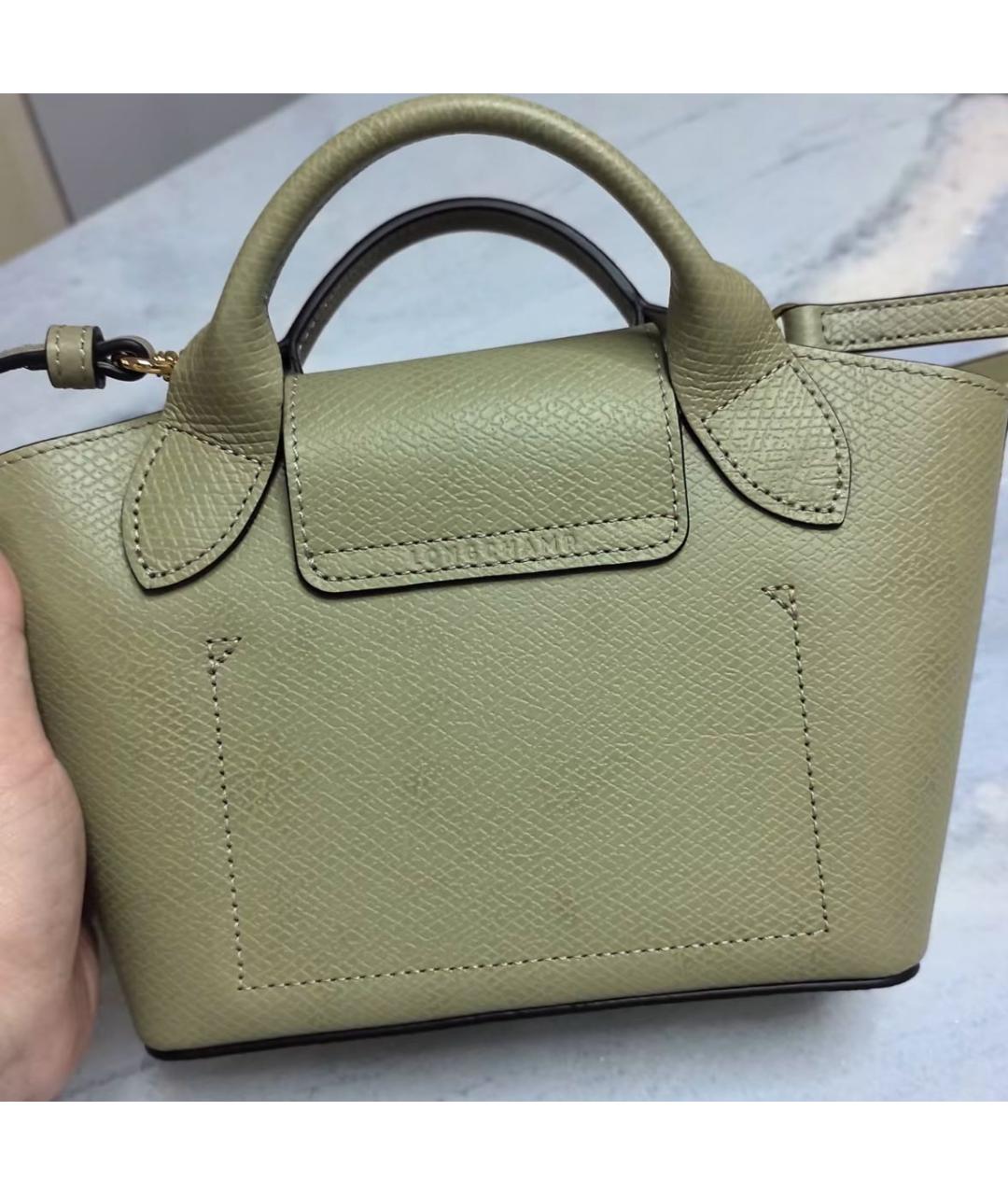 LONGCHAMP Зеленая кожаная сумка через плечо, фото 5