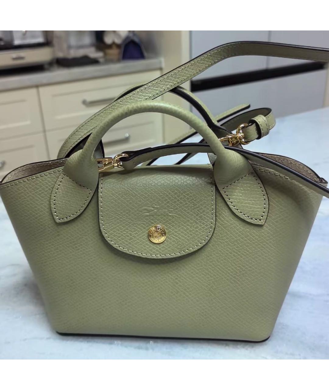 LONGCHAMP Зеленая кожаная сумка через плечо, фото 7