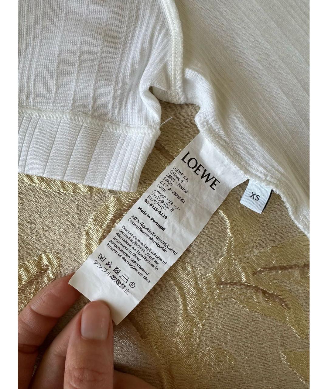 LOEWE Белая хлопковая футболка, фото 5