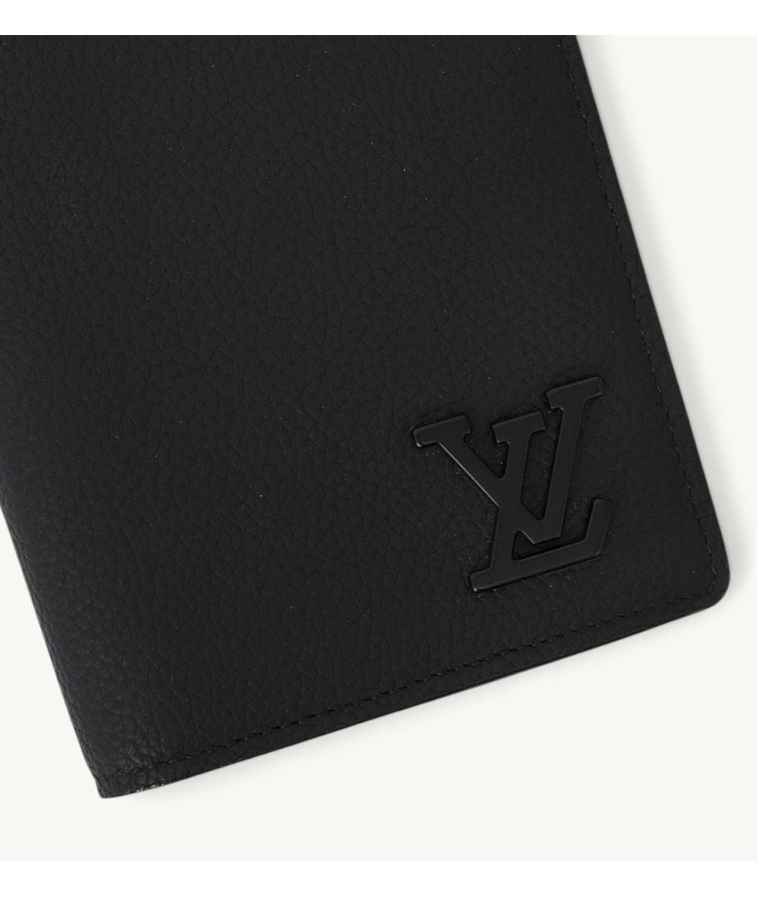 LOUIS VUITTON Черный кожаный кошелек, фото 3