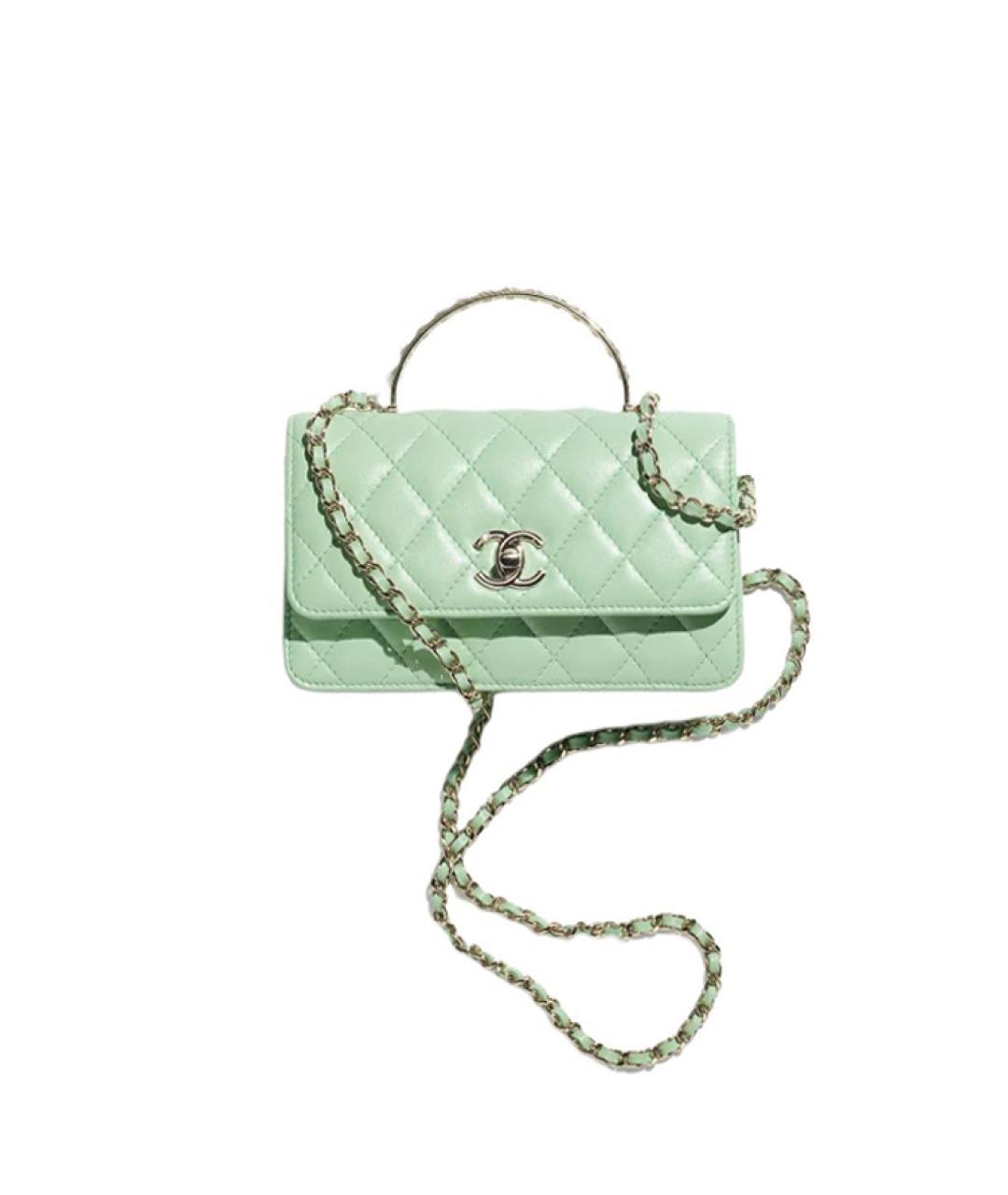 CHANEL Салатовая кожаная сумка через плечо, фото 1