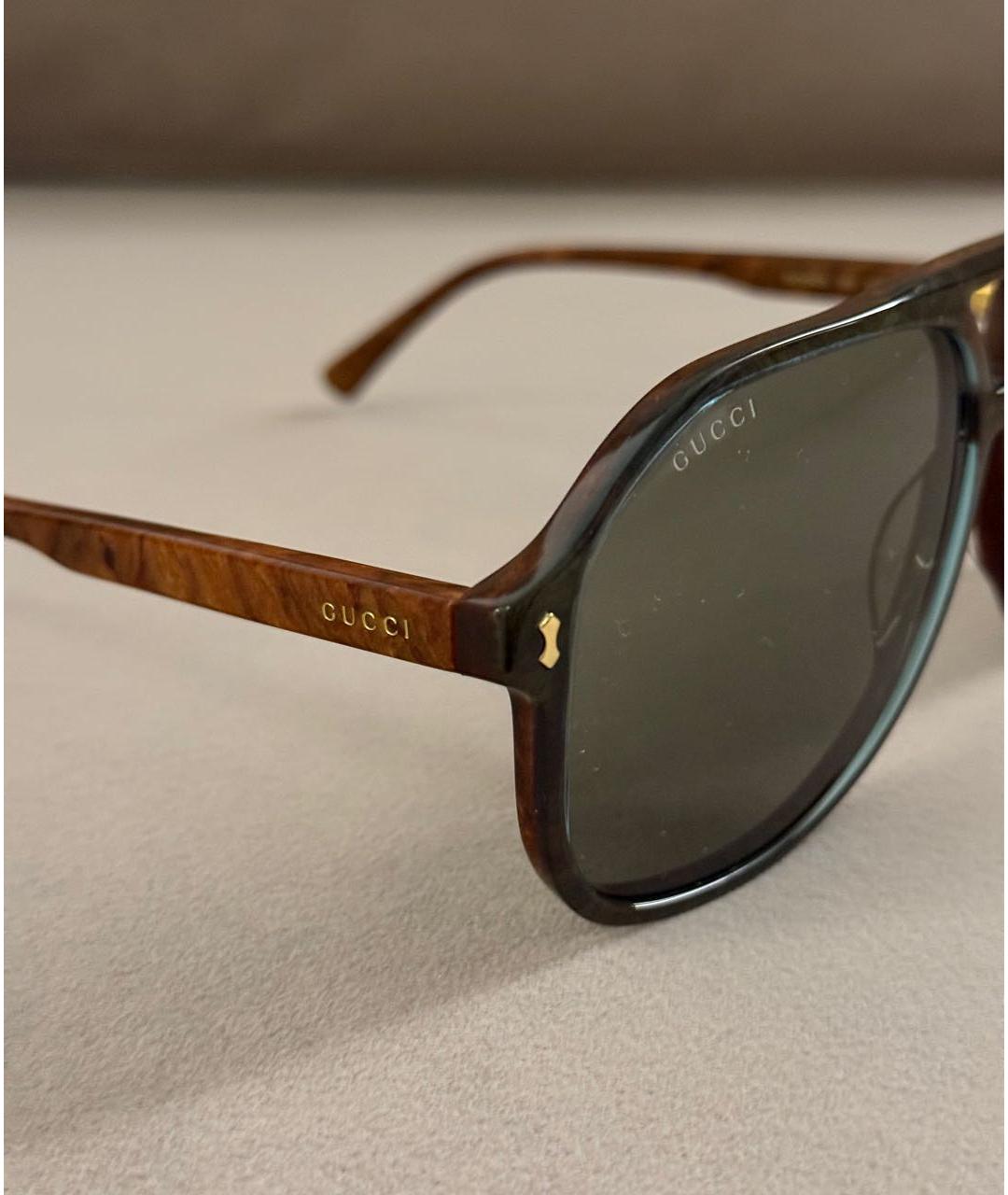 GUCCI Коричневые пластиковые солнцезащитные очки, фото 3