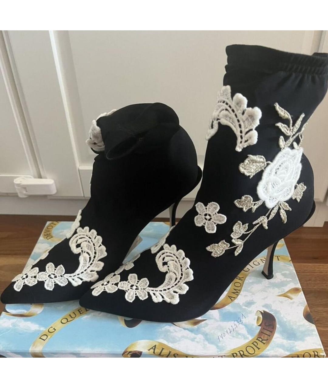 DOLCE&GABBANA Черные кожаные ботильоны, фото 2
