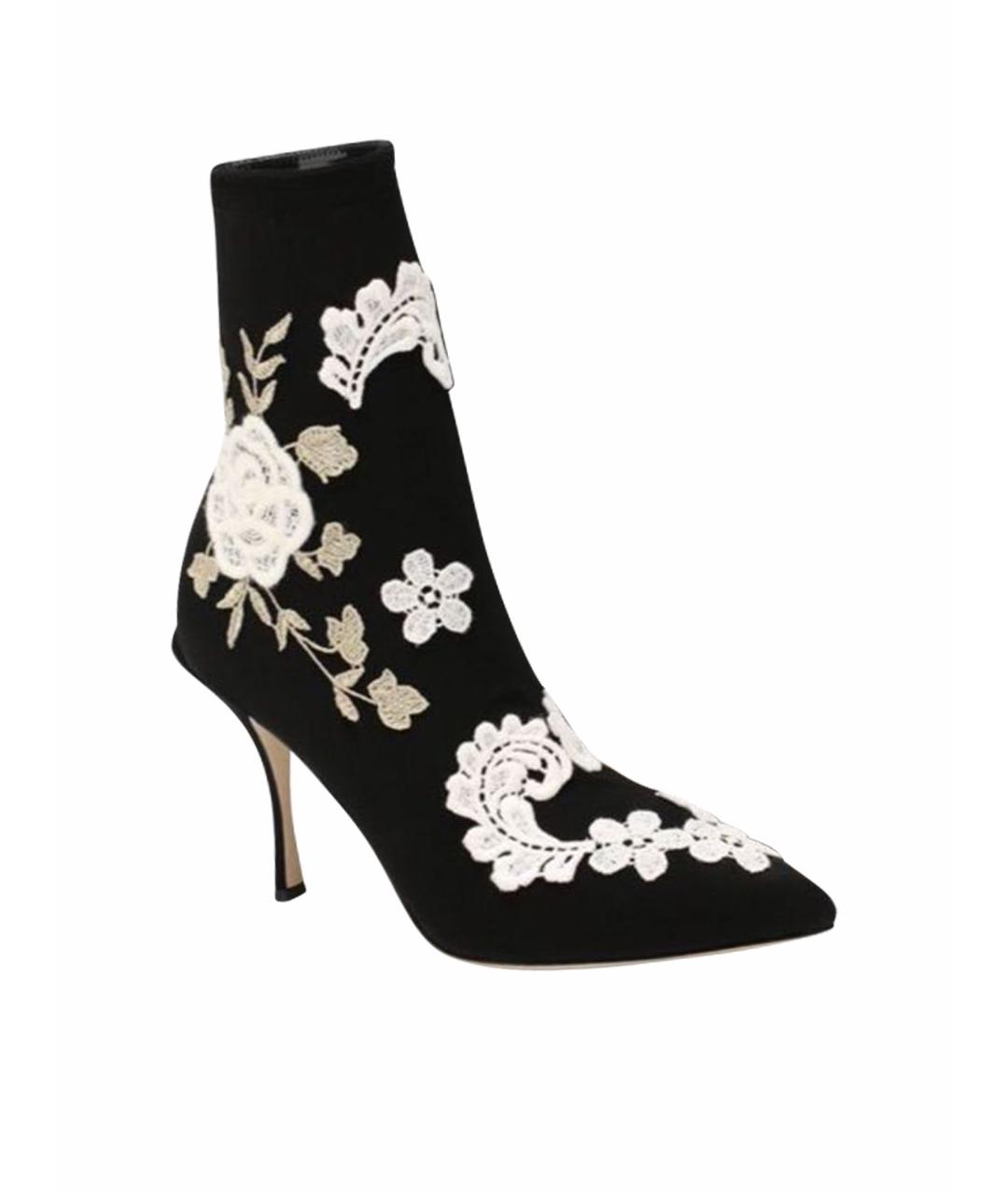 DOLCE&GABBANA Черные кожаные ботильоны, фото 1