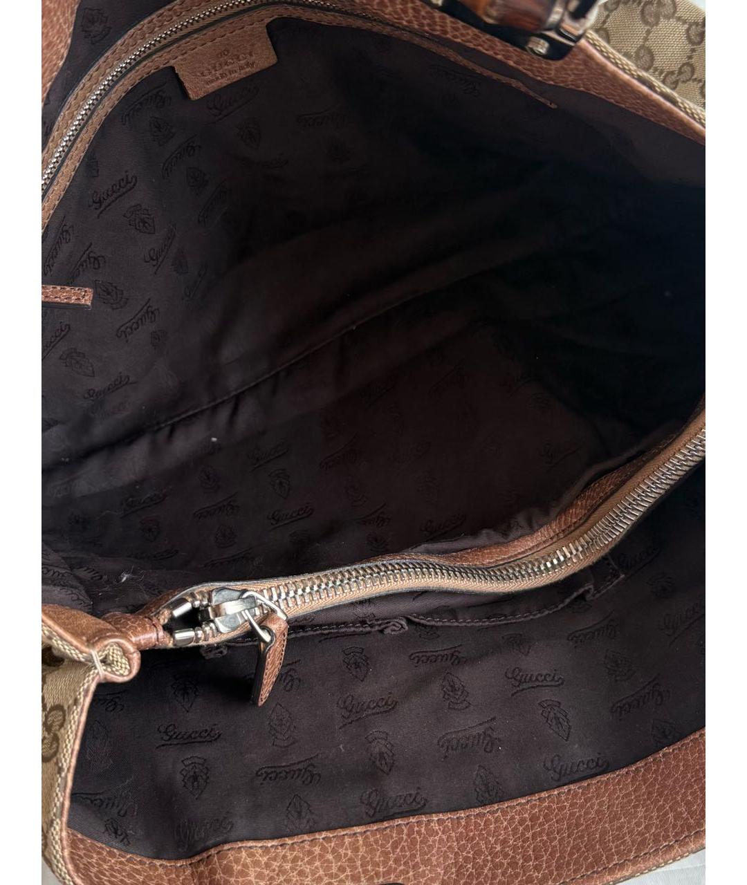GUCCI Коричневая сумка с короткими ручками из канвы, фото 6