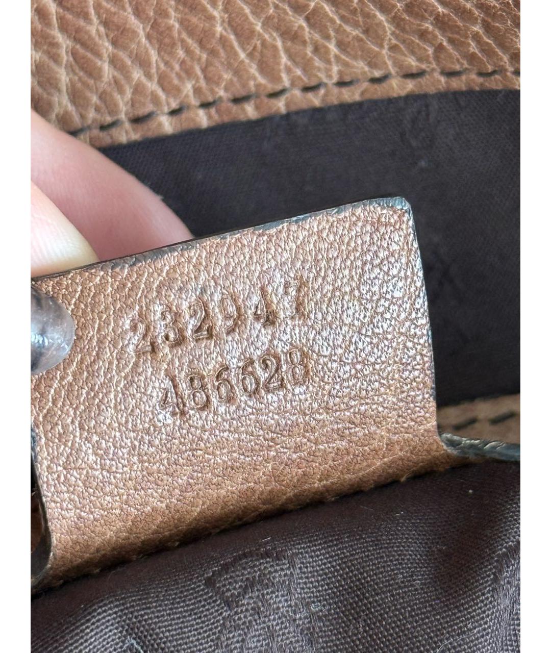 GUCCI Коричневая сумка с короткими ручками из канвы, фото 8